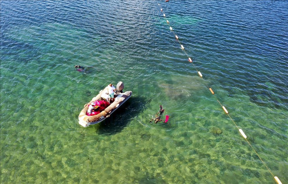 Bodrum'da dalgıçlar denizin dibini temizledi
