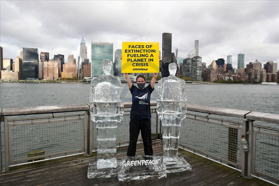 EEUU: ONG ambientalista Greenpeace colocó esculturas de hielo de Trump y Bolsonaro en Nueva York