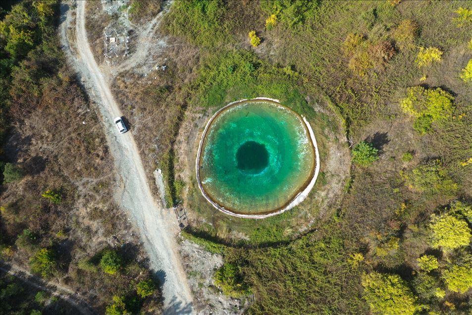 Fire suppression pond in Turkey's Amanos Mountains