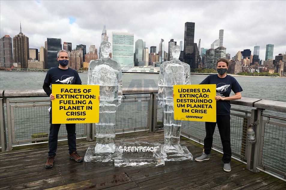 EEUU: ONG ambientalista Greenpeace colocó esculturas de hielo de Trump y Bolsonaro en Nueva York