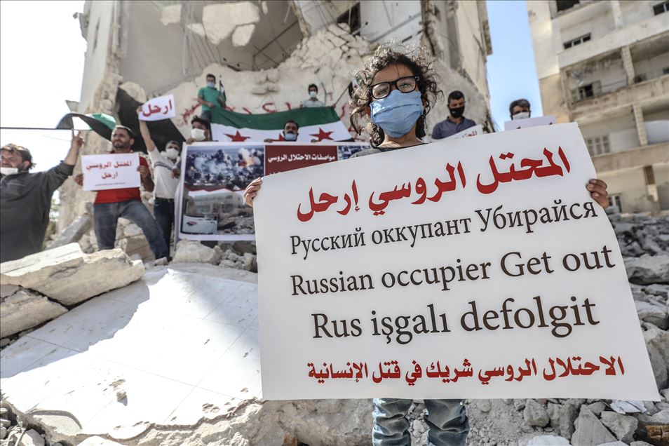 Protest against Russia in Idlib