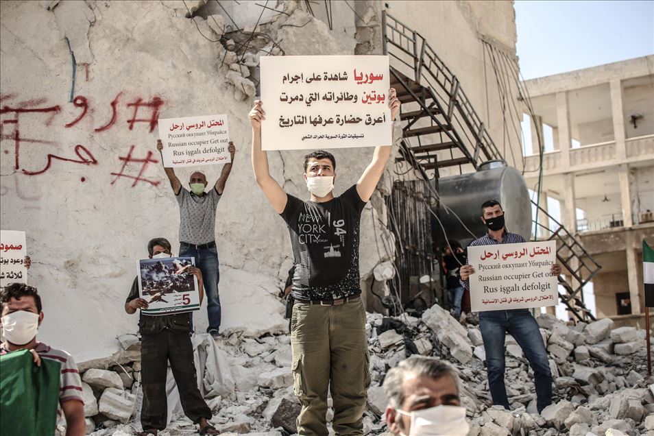 Protest against Russia in Idlib
