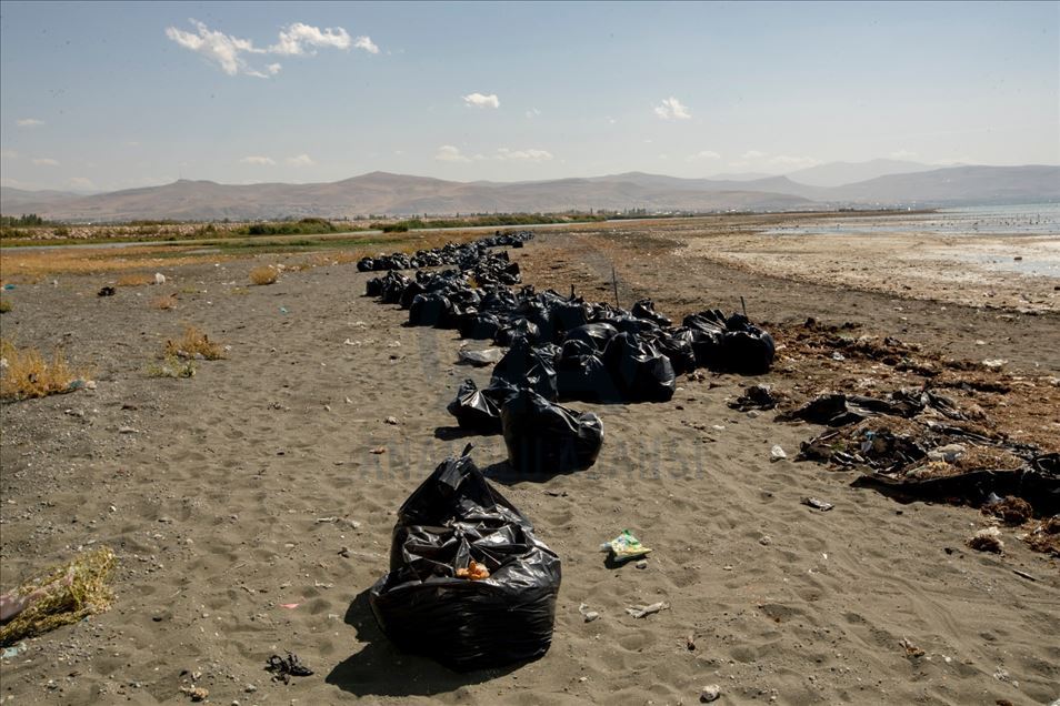 Van Gölü kıyıları ve Akköprü Deresi'nde 45 ton çöp toplandı