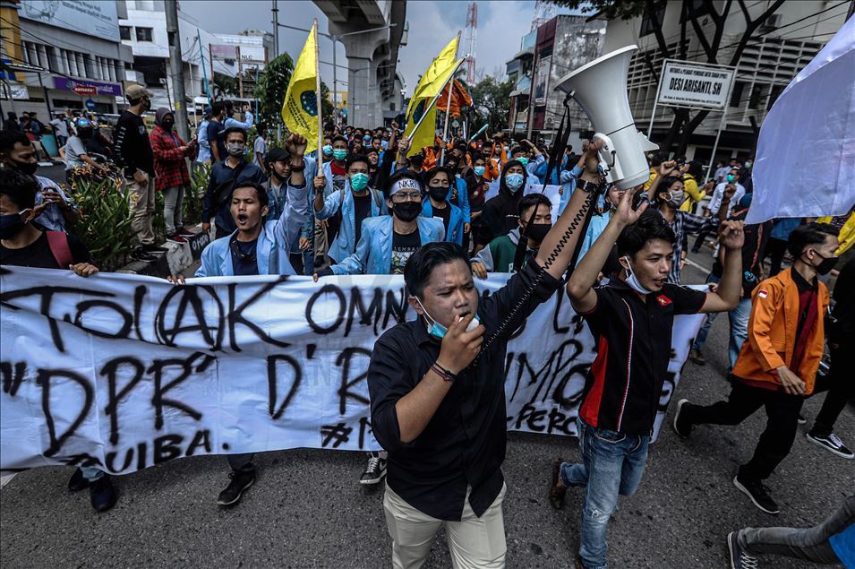 Demonstration against Omnibus Law on job creation bill in Indonesia