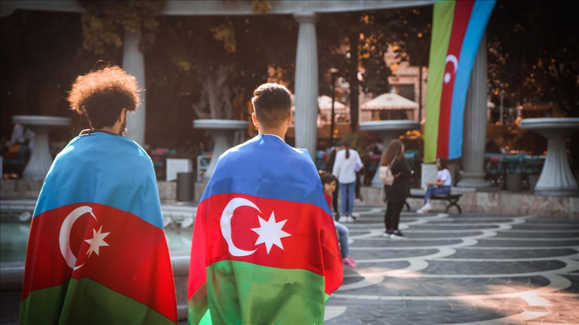 Azerbaijani and Turkish flags in Baku streets