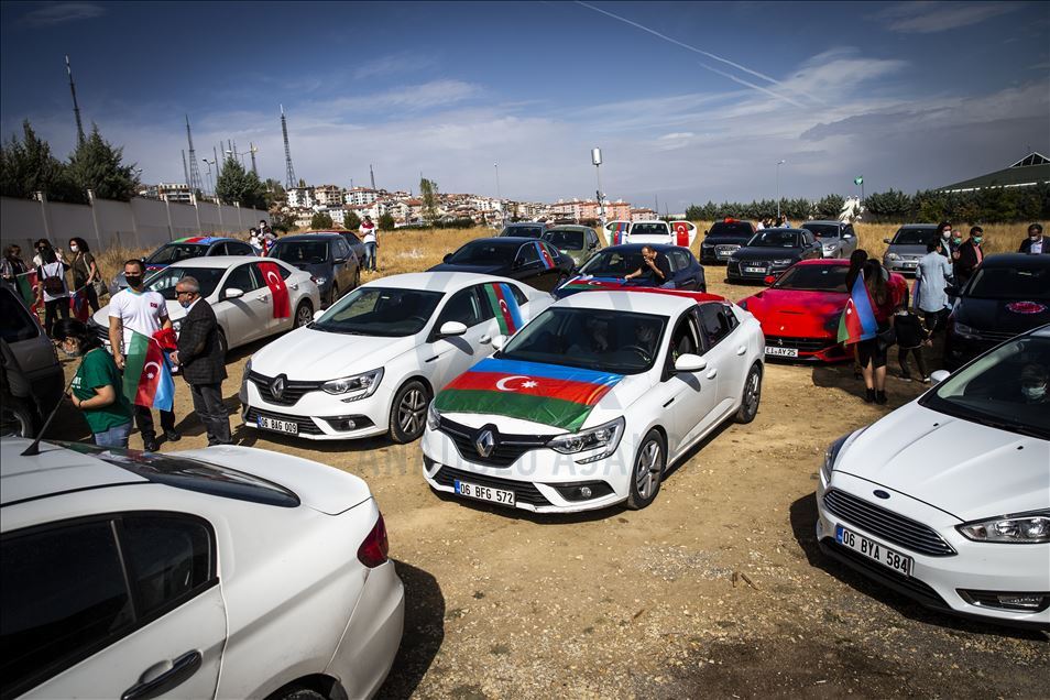 Başkentte Azerbaycan'a destek konvoyu