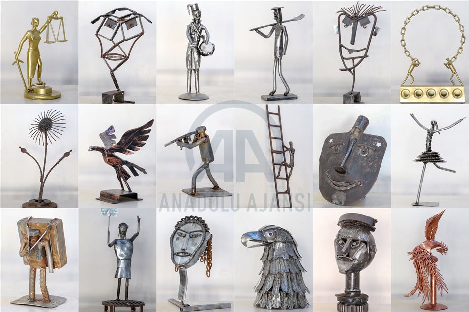 هنرمند ایرانی فلزات بازیافتی را به مجسمه های دیدنی تبدیل می کند