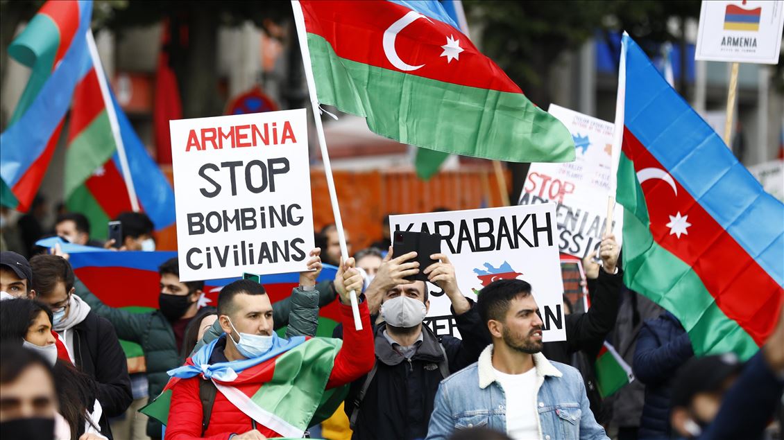 تظاهرات در برلین علیه حملات ارمنستان به غیرنظامیان در آذربایجان
