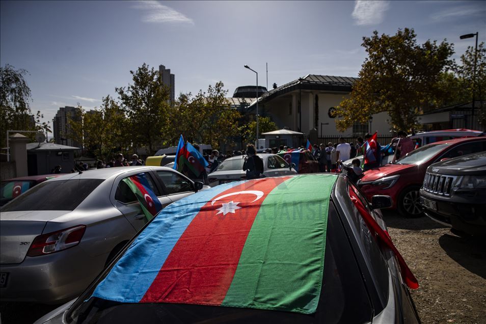 Başkentte Azerbaycan'a destek konvoyu