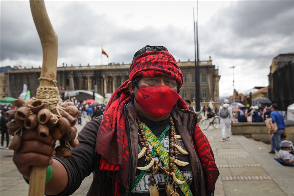 Paro Nacional en Colombia acompañado por la Minga indígena