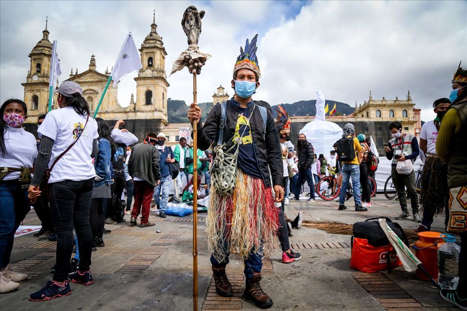 Paro Nacional en Colombia acompañado por la Minga indígena