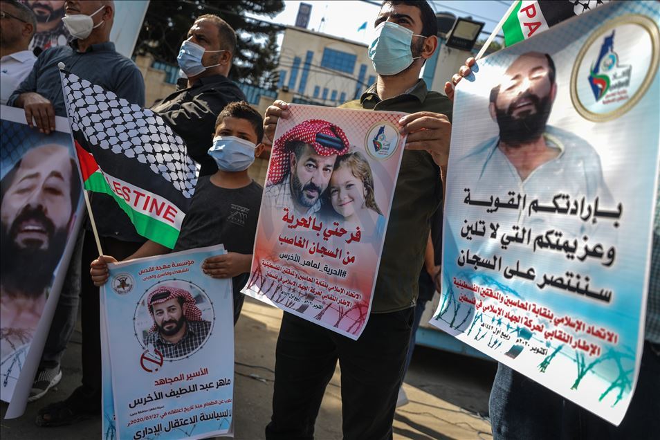 تظاهرات شهروندان غزه در حمایت از اسرای فلسطینی در بند اسرائیل