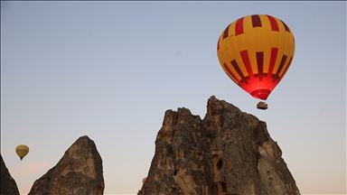Hot Air Balloons at Historical Cappadocia region in Central Anatolia