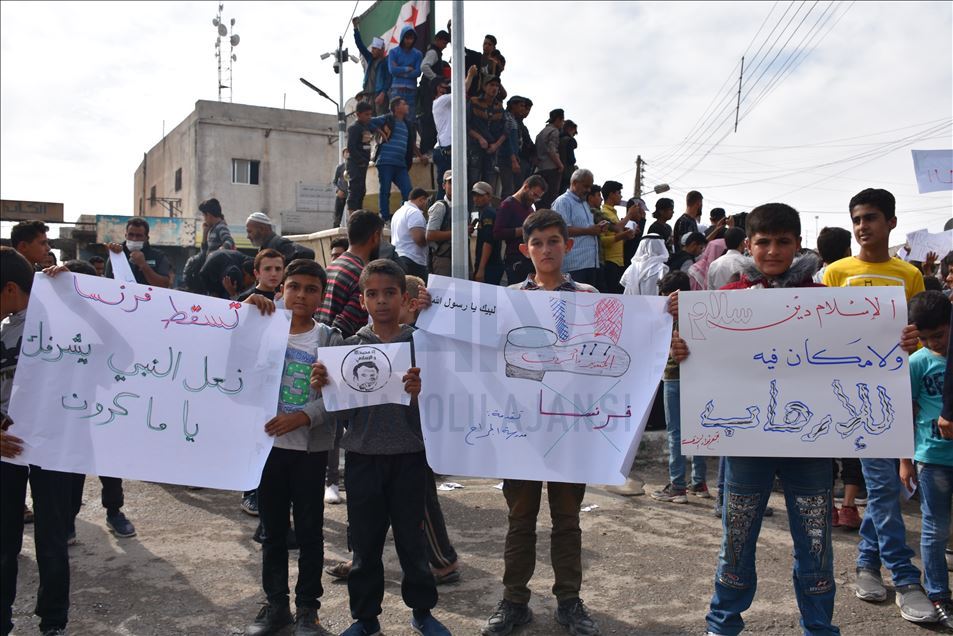 На севере Сирии прошли акции с осуждением Макрона
