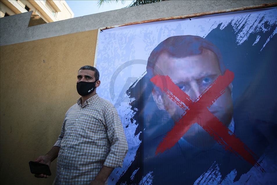 Protestas contra Emmanuel Macron en Gaza 