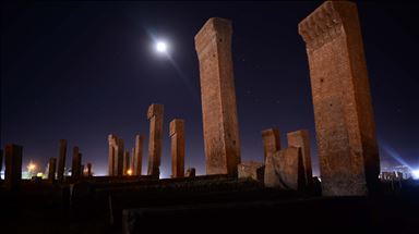 Ahlat Seljuk Square Cemetery fascinates with its night view