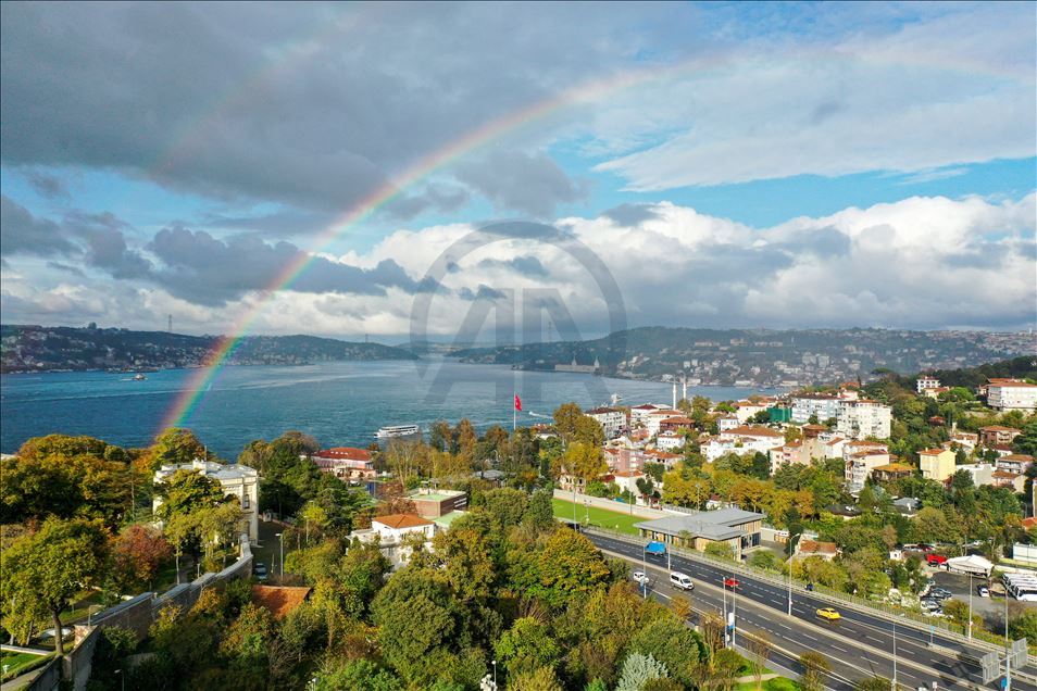 Rainbow over the July 15 Martyrs Bridge in Istanbul