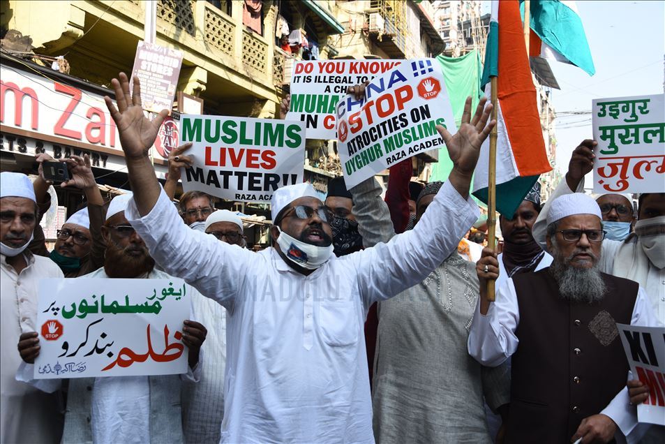 Aksi dukung Uighur di Mumbai, India