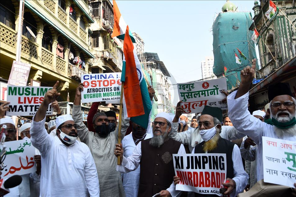 Aksi dukung Uighur di Mumbai, India