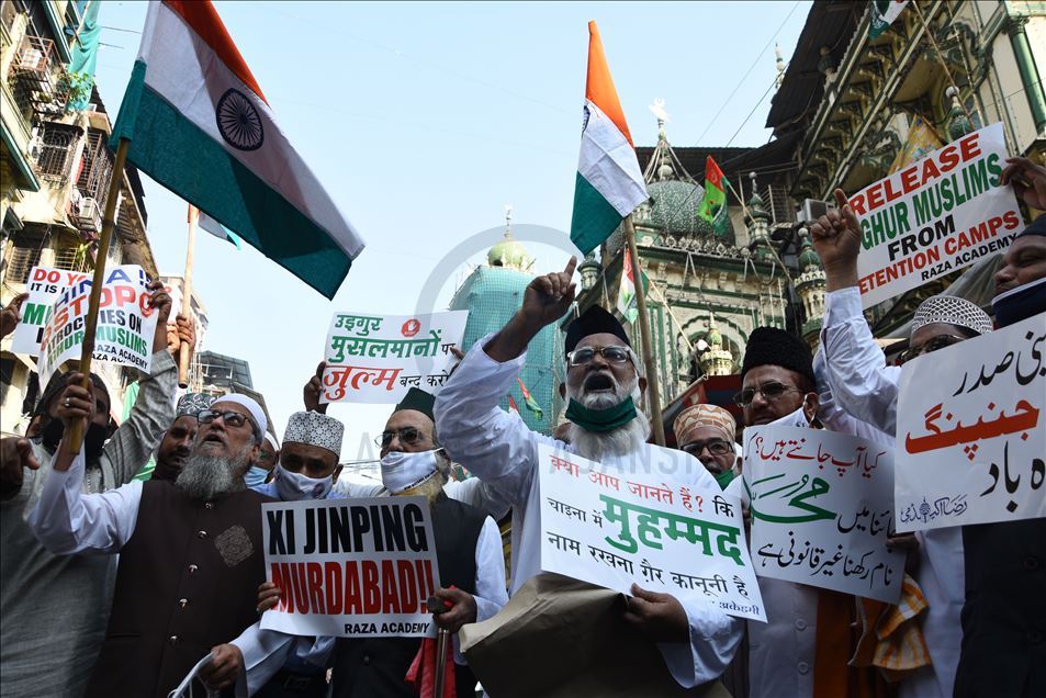 Aksi dukung Uighur di Mumbai, India