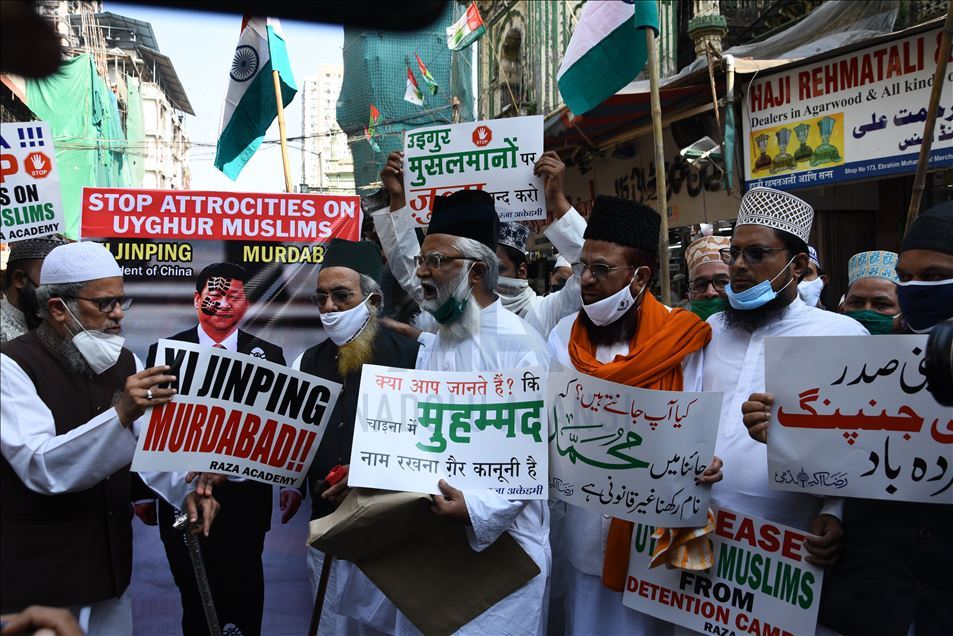 Aksi dukung Uighur di Mumbai, India