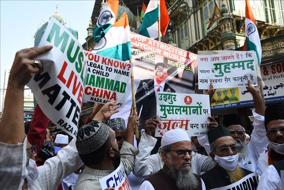 Aksi dukung Uighur di Mumbai, India