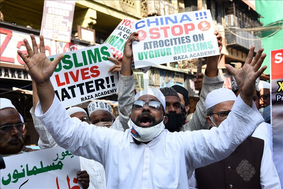 Aksi dukung Uighur di Mumbai, India