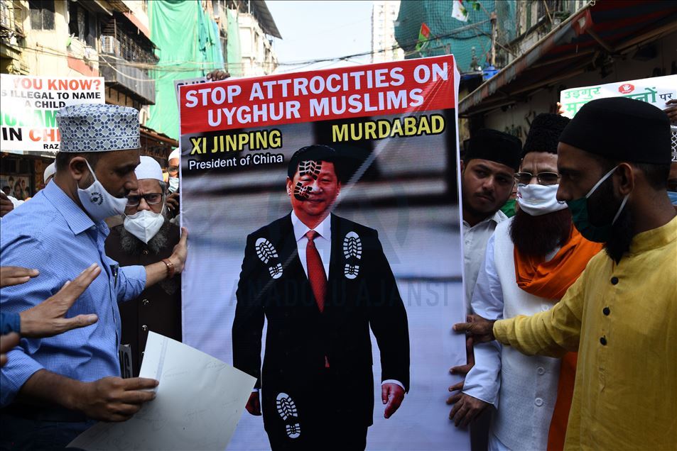 Aksi dukung Uighur di Mumbai, India