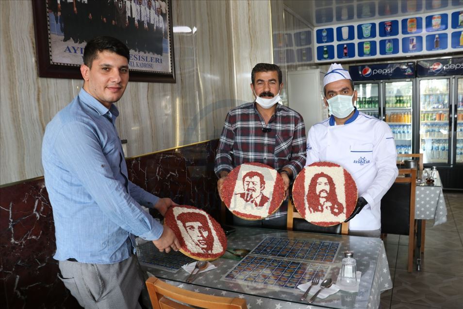 Aşpêjê Mêrdînî ji goşt û dohn portreyan çêdike