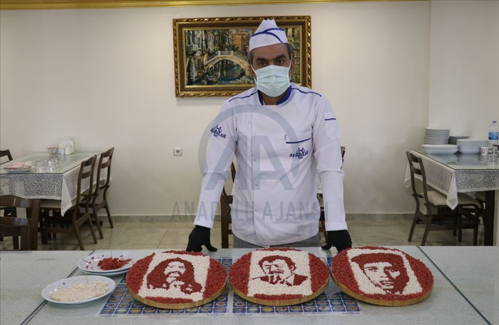 Aşpêjê Mêrdînî ji goşt û dohn portreyan çêdike