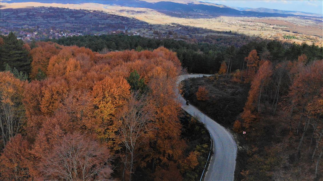 Bozcaarmut Göleti sonbahar renkleriyle görsel şölen sunuyor