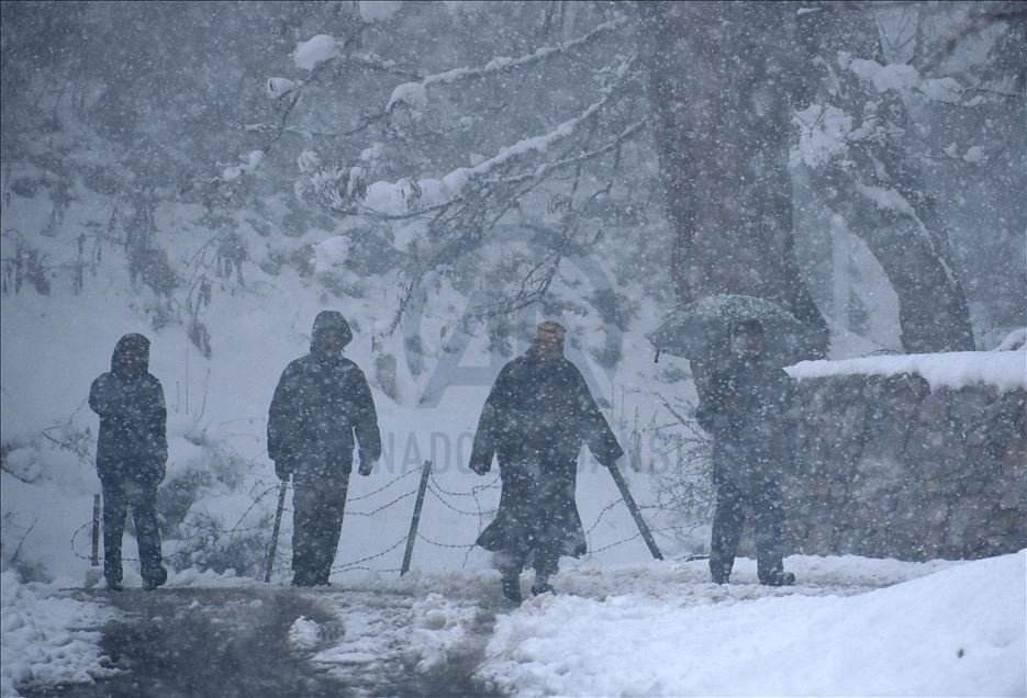 Keşmir'de kar yağışı