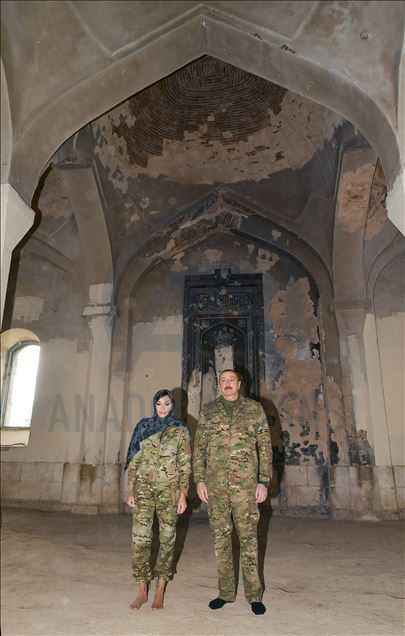 Azerbaijani President Ilham Aliyev and first lady Mehriban Aliyeva visit Agdam