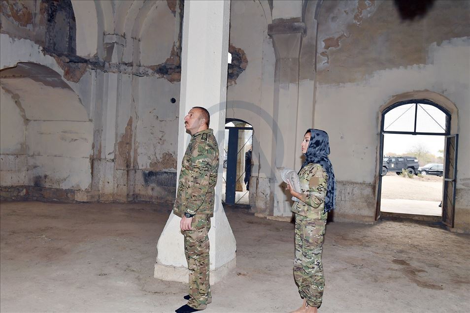 Azerbaijani President Ilham Aliyev and first lady Mehriban Aliyeva visit Agdam