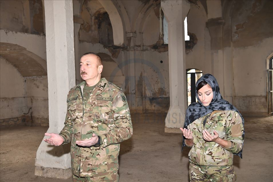 Azerbaijani President Ilham Aliyev and first lady Mehriban Aliyeva visit Agdam