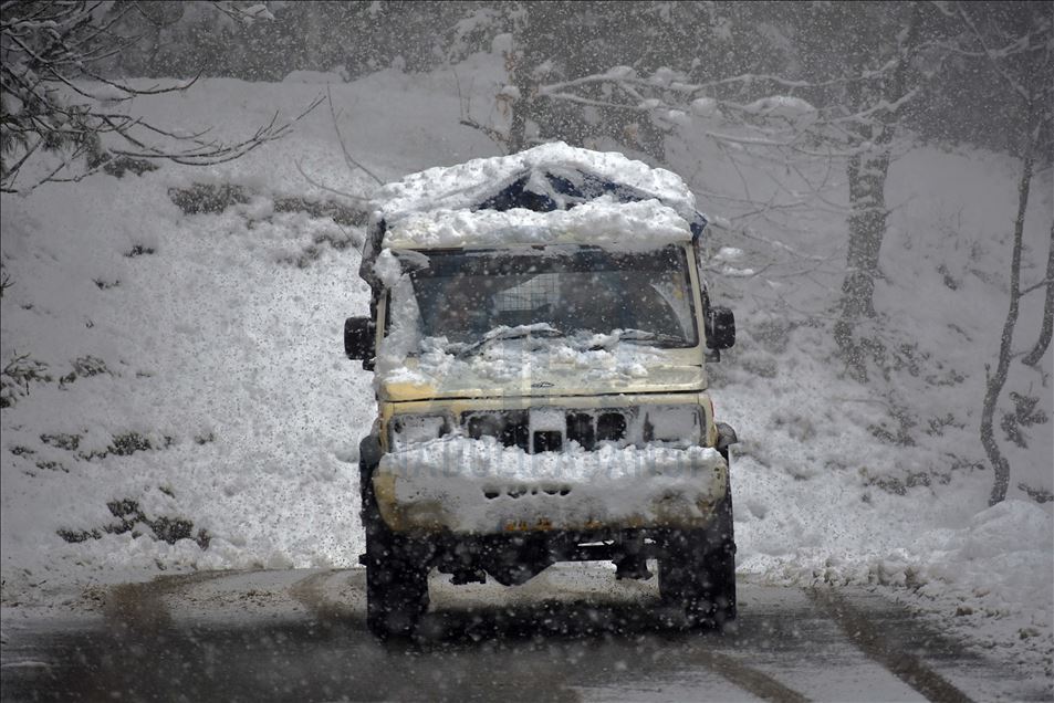 Keşmir'de kar yağışı
