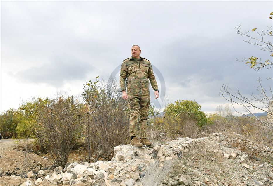 Azerbaijani President Ilham Aliyev and first lady Mehriban Aliyeva visit Agdam