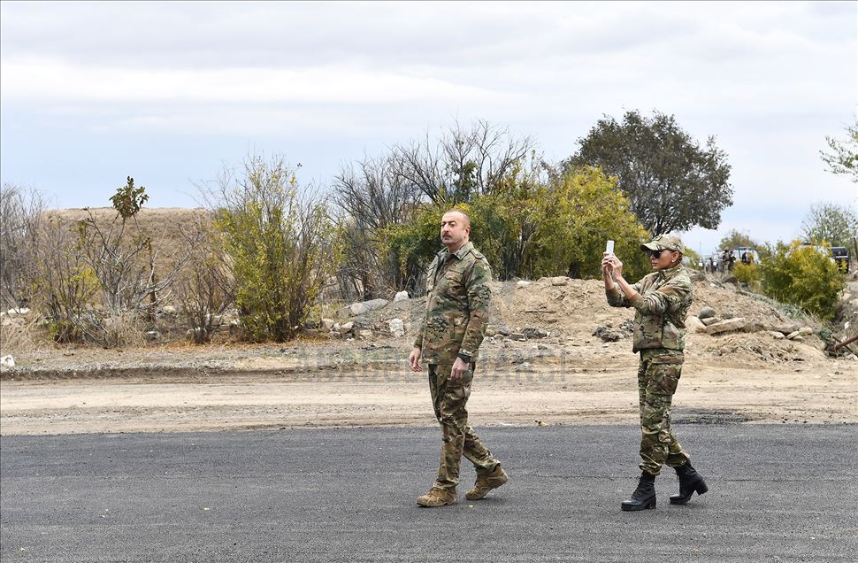 Azerbaijani President Ilham Aliyev and first lady Mehriban Aliyeva visit Agdam