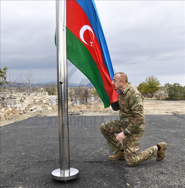 Azerbaijani President Ilham Aliyev and first lady Mehriban Aliyeva visit Agdam