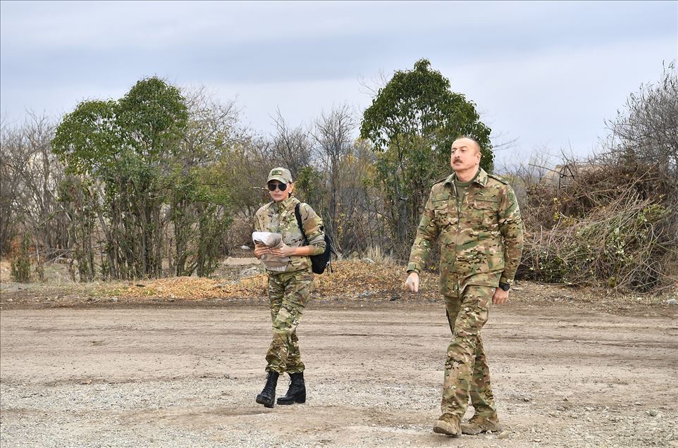 Azerbaijani President Ilham Aliyev and first lady Mehriban Aliyeva visit Agdam
