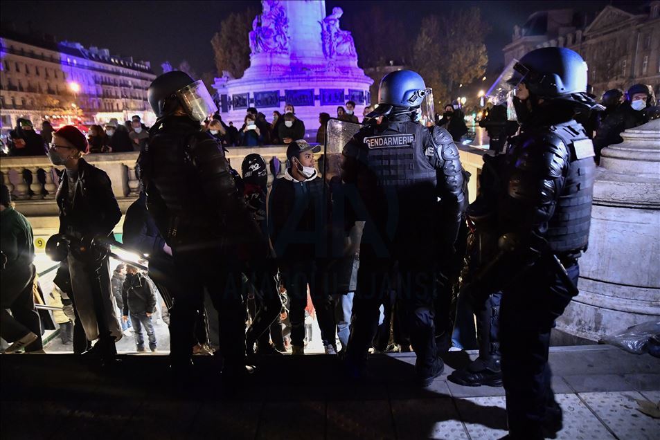 Protest against the mistreatment of Refugees and police brutality in Republic  Square, in Paris