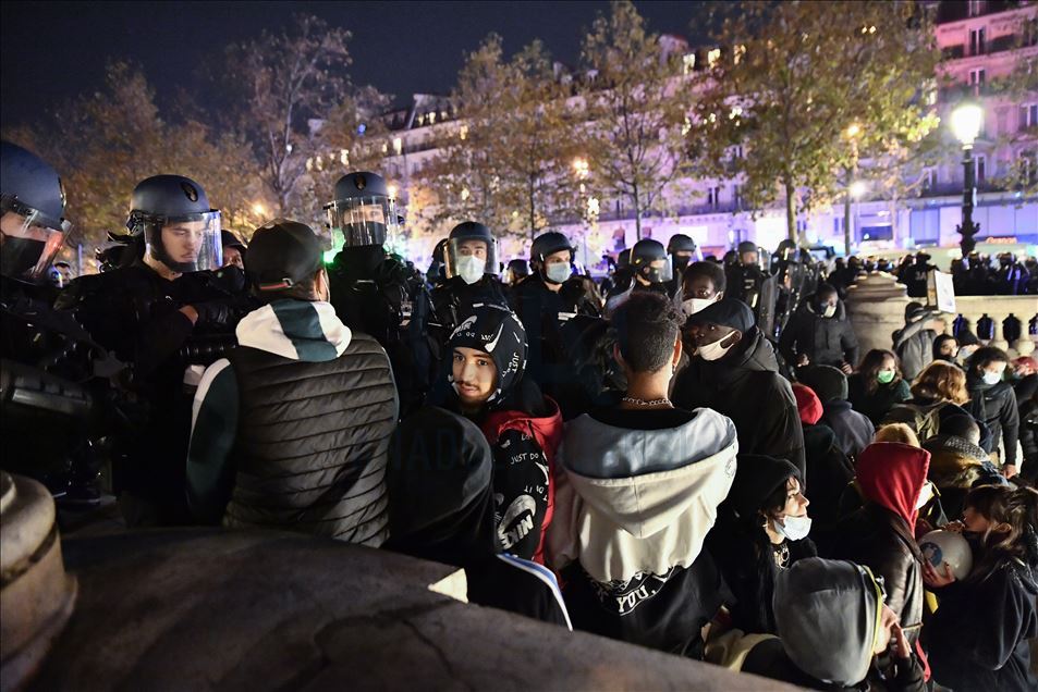 Protest against the mistreatment of Refugees and police brutality in Republic  Square, in Paris