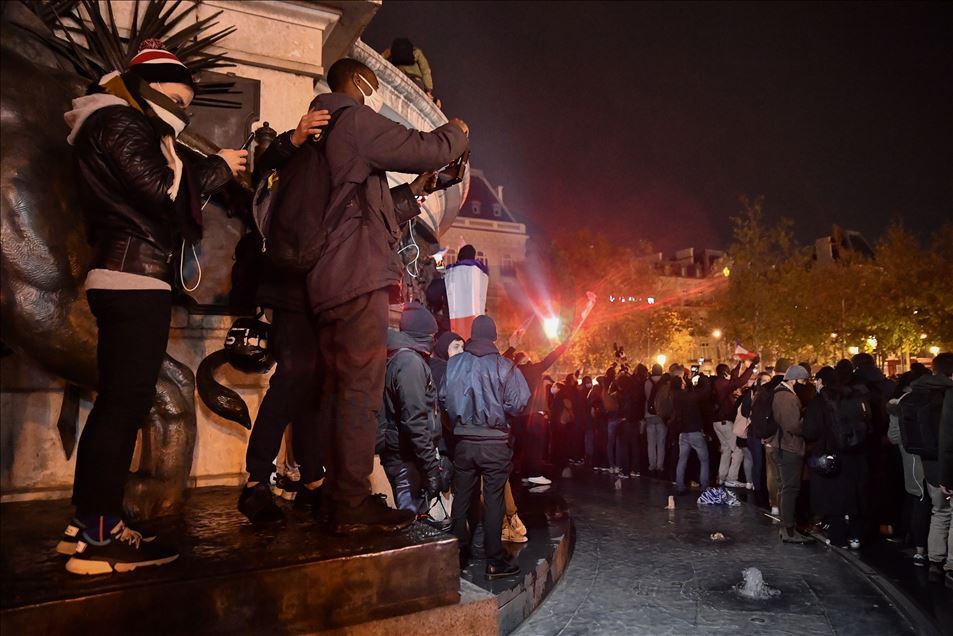 Protest against the mistreatment of Refugees and police brutality in Republic  Square, in Paris