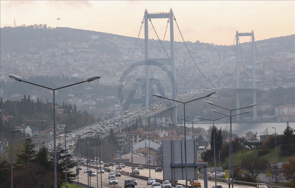 Traffic jam after weekend coronavirus curfew ends in Istanbul