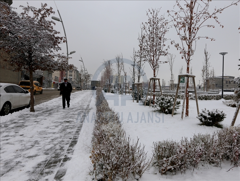 Erzurum kar yağışıyla beyaza büründü