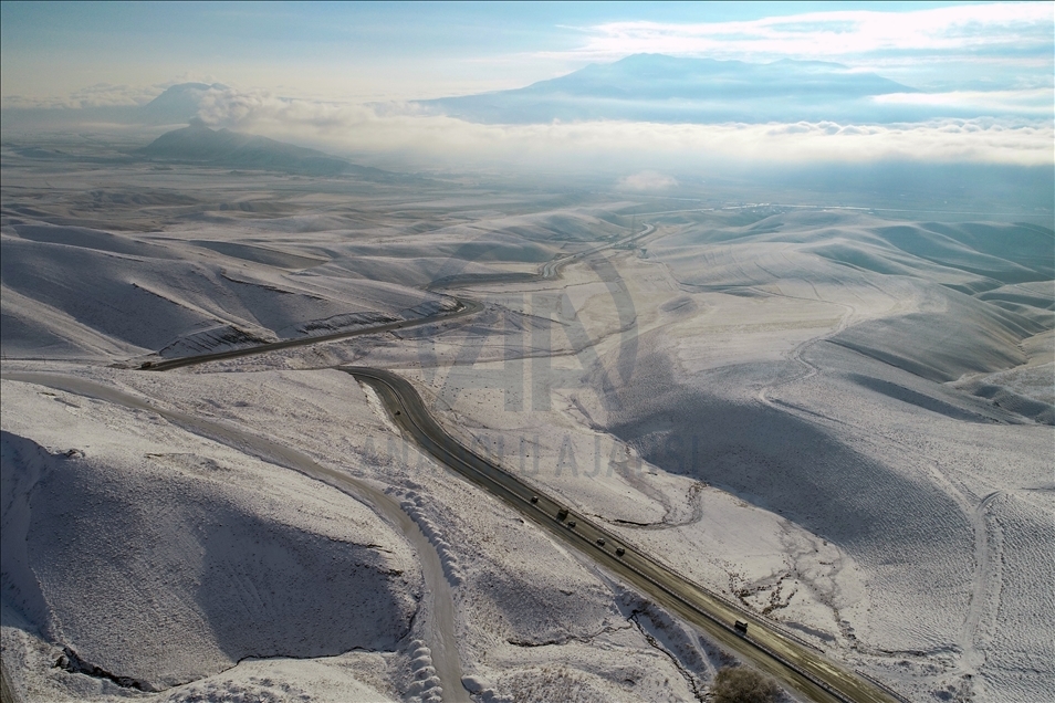 Highlands covered with snow in Turkey's Van