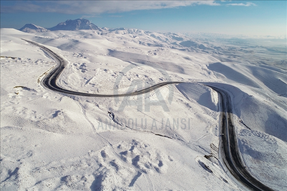 Highlands covered with snow in Turkey's Van