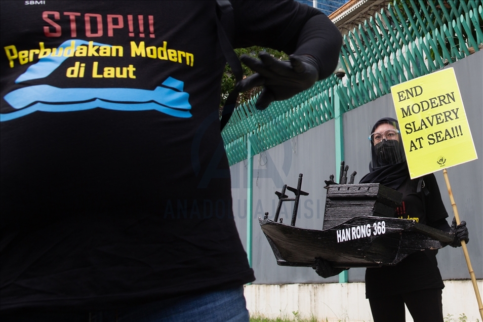 Serikat Buruh Migran Indonesia gelar aksi tolak perbudakan modern di Kedubes China