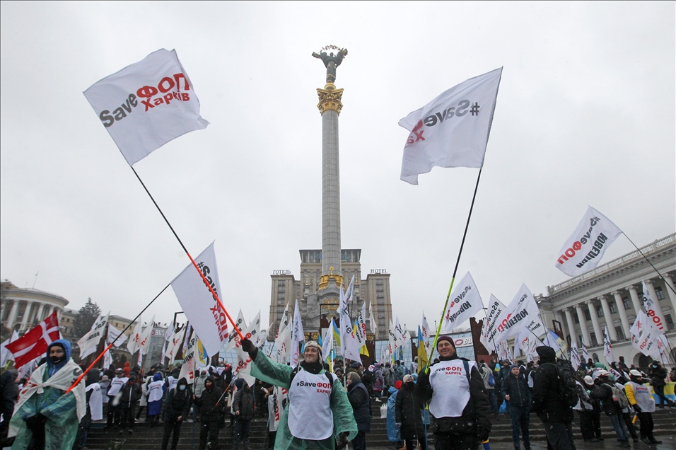 Ukrayna'da küçük ölçekli işletmelerden protesto