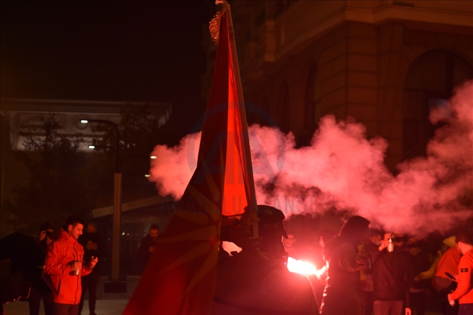 Славење во Скопје поради пласман на Македонската фудбалска репрезентација на ЕВРО 2020